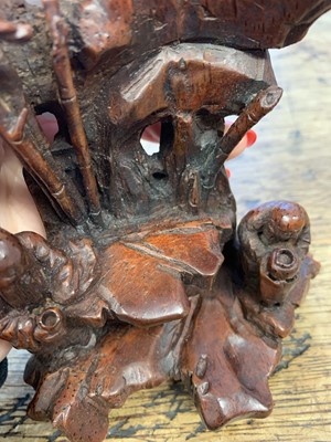 Lot 50 - A CHINESE BAMBOO-ROOT 'SCHOLAR AND ATTENDANT' CARVING.