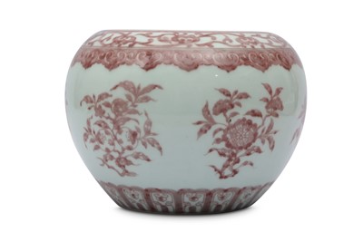 Lot 614 - A CHINESE UNDERGLAZE RED 'BLOSSOMS' BOWL.