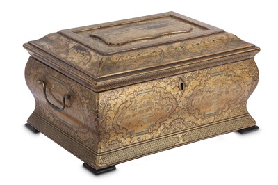 Lot 489 - λ A CHINESE GILT-LACQUER TEA CADDY.