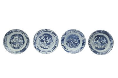 Lot 690 - FOUR CHINESE KRAAK PORCELAIN 'DEER' DISHES.