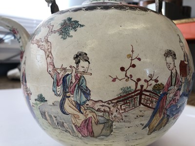 Lot 243 - A LARGE CHINESE FAMILLE ROSE CANTON ENAMEL TEAPOT AND COVER.