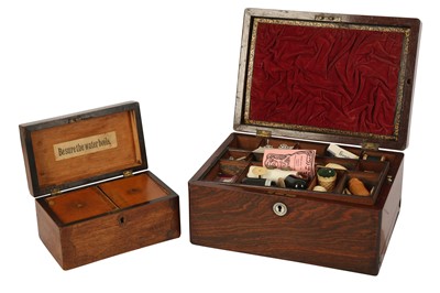 Lot 517 - A Victorian rosewood sewing box