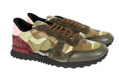 Lot 1238 - Valentino Green Camouflage Rockstud Trainers - Size 43