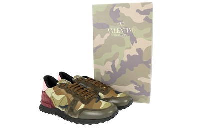 Lot 1238 - Valentino Green Camouflage Rockstud Trainers - Size 43