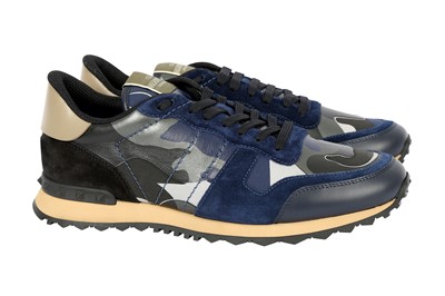 Lot 116 - Valentino Blue Camouflage Rockstud Trainers - Size 44