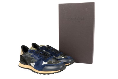 Lot 1331 - Valentino Blue Camouflage Rockstud Trainers - Size 44