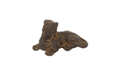 Lot 167 - A CHINESE IRON MODEL OF A LION.