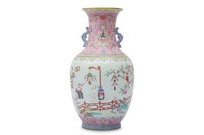 Lot 572 - A CHINESE FAMILLE ROSE 'PRECIOUS OBJECTS' VASE.