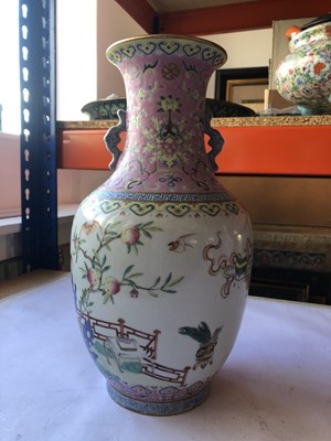 Lot 572 - A CHINESE FAMILLE ROSE 'PRECIOUS OBJECTS' VASE.