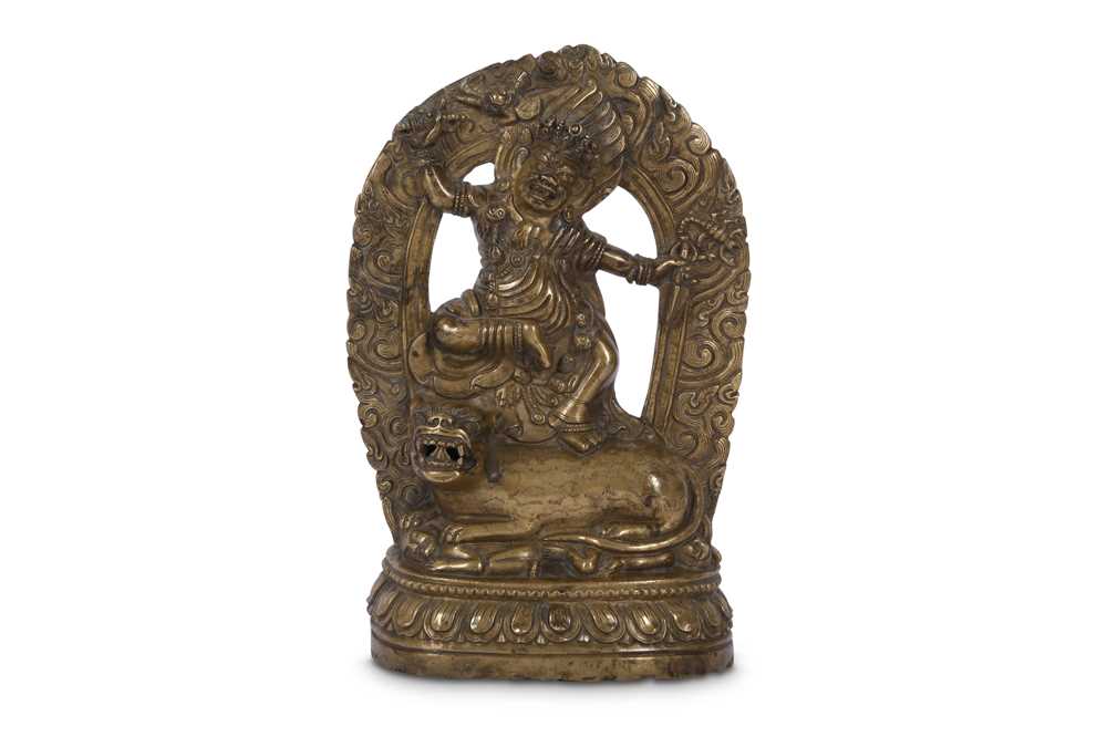 Lot 760 - A TIBETAN BRONZE FIGURE OF DORJE DROLÖ.