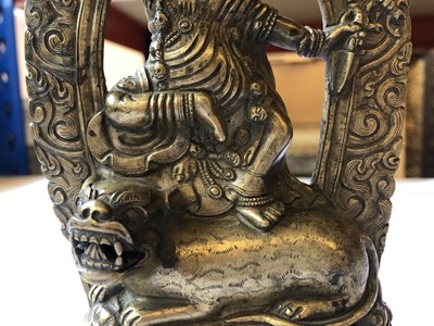 Lot 760 - A TIBETAN BRONZE FIGURE OF DORJE DROLÖ.