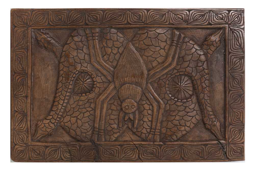 Lot 46 - A 20TH CENTURY WEST AFRICAN CARVED HARDWOOD PROTECTIVE HOUSE FETISH DEPICTING THE DIETY 'ANANSIA'