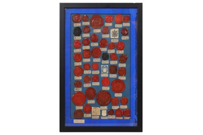 Lot 133 - A SET OF SIX FRAMED COLLECTIONS OF 18TH AND 19TH CENTURY WAX SEALS