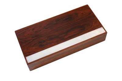 Lot 84 - ALFRED KLITGAARD (DENMARK 1926-2005); A Danish rosewood and silver inlaid cigarette box