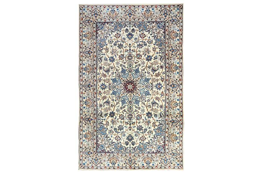 Lot 29 - A VERY FINE PART SILK NAIN RUG, CENTRAL PERSIA