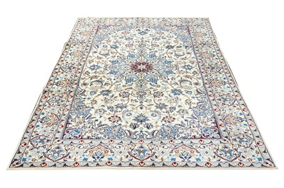 Lot 29 - A VERY FINE PART SILK NAIN RUG, CENTRAL PERSIA
