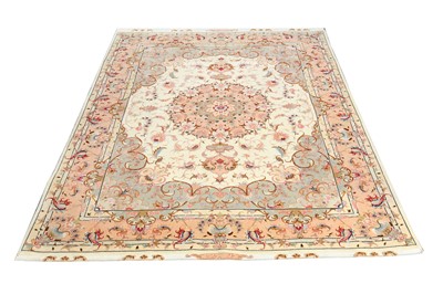Lot 76 - A VERY FINE PART SILK SIGNED TABRIZ RUG, NORTH-WEST PERSIA