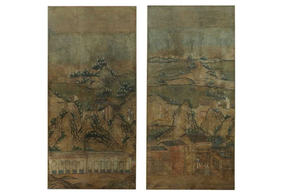 Lot 154 - TWO LARGE CHINESE WALLPAPER PANELS.