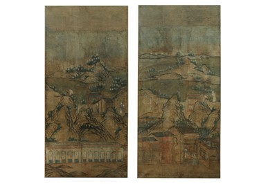 Lot 274 - TWO LARGE CHINESE WALLPAPER PANELS.