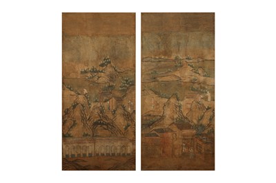 Lot 666 - TWO LARGE CHINESE WALLPAPER PANELS.