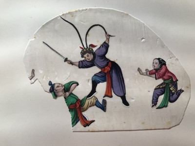 Lot 279 - A LEATHER-BOND ALBUM OF CHINESE PITH PAPER PAINTINGS.