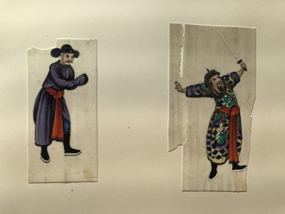 Lot 279 - A LEATHER-BOND ALBUM OF CHINESE PITH PAPER PAINTINGS.