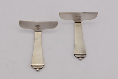 Lot 268 - A pair of mid-20th century Danish modernist sterling silver baby food pushers, Copenhagen circa 1960 by Georg Jensen