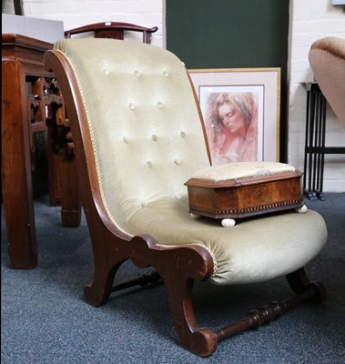 Lot 468 - An Edwardian walnut and button upholstered...