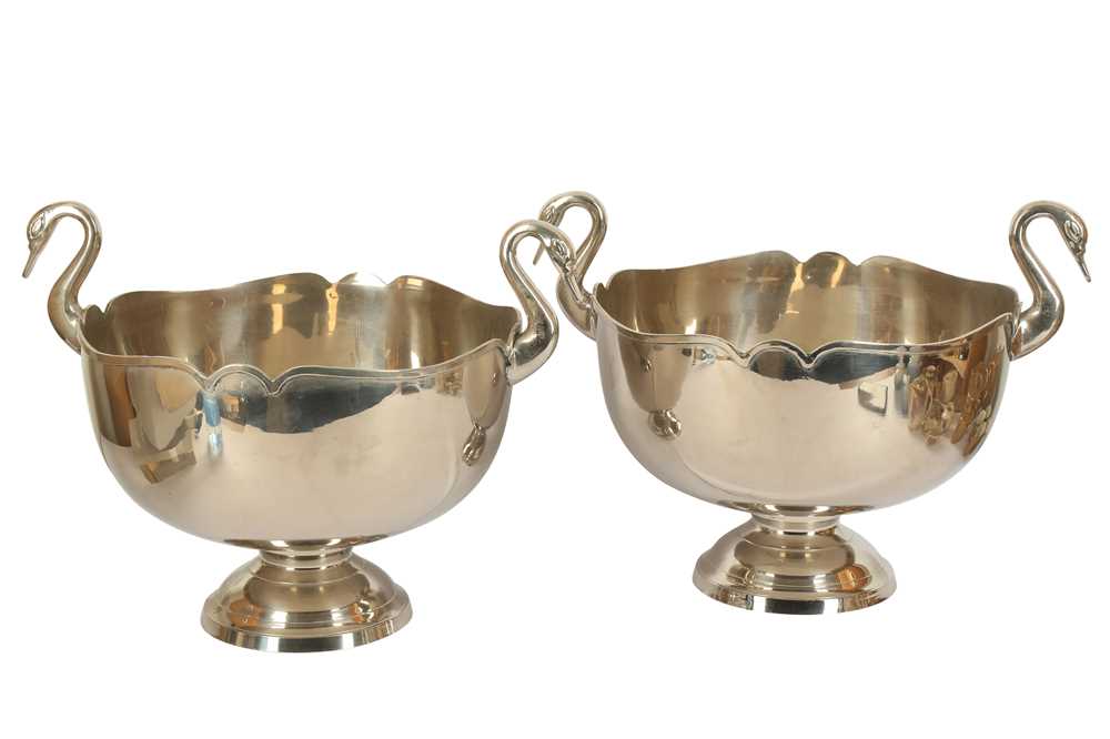 Lot 537 - A pair of late 20th century silver plated wine coolers