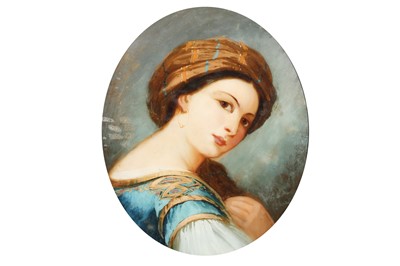 Lot 830 - AN OVAL REVERSE CONVEX GLASS PAINTING IN THE MANNER OF AUGUSTUS JULES BOUVIER