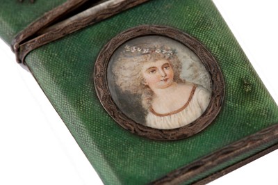 Lot 99 - A late 18th century French silver mounted shagreen carnet-de-bal (souvenir d'amitié), circa 1780