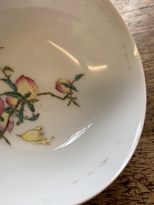 Lot 645 - A CHINESE FAMILLE ROSE RUBY-GROUND 'LOTUS' BOWL.