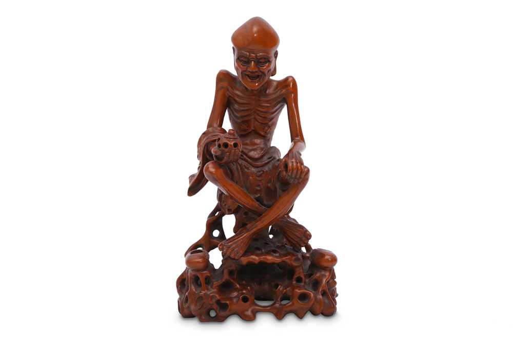 Lot 535 - A CHINESE BOXWOOD FIGURE OF A LUOHAN.