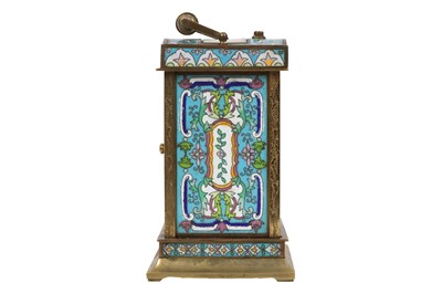 Lot 125 - A 20TH CENTURY CHINESE CLOISONNE ENAMELLED BRASS CARRIAGE CLOCK