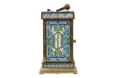 Lot 125 - A 20TH CENTURY CHINESE CLOISONNE ENAMELLED BRASS CARRIAGE CLOCK