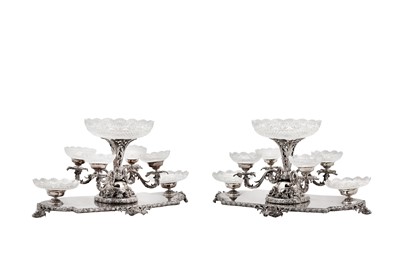 Lot 381 - A pair of 20th century silver plated (EPNS) epergne centerpieces