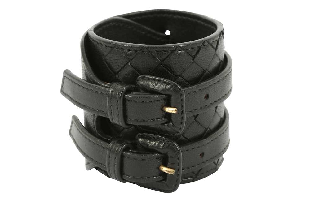 Lot 1324 - Bottega Veneta Black Intrecciato Double Wrap Bracelet