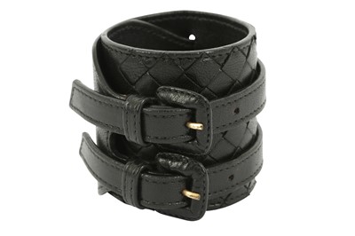 Lot 1324 - Bottega Veneta Black Intrecciato Double Wrap Bracelet