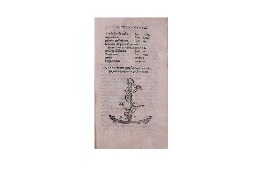Lot 302 - Aldine Press.- Pontanus (Johannes Jovianus)