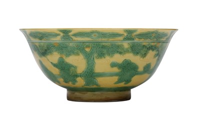 Lot 305 - A CHINESE YELLOW-GROUND 'BOYS' BOWL.