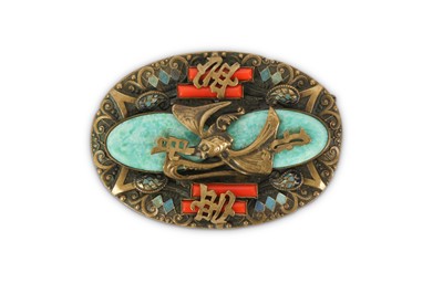 Lot 427 - A CHINESE INLAID BROOCH.