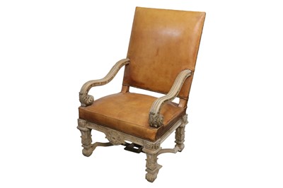 Lot 681 - A French late 19th Century Louis XIV style carved oak armchair