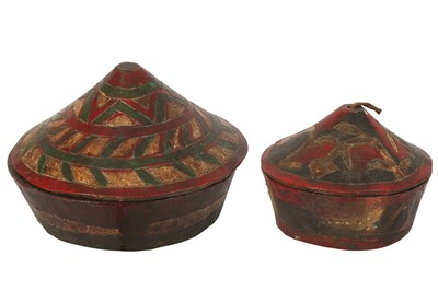 Lot 520 - Two South East Asian polychromed hard wood containers
