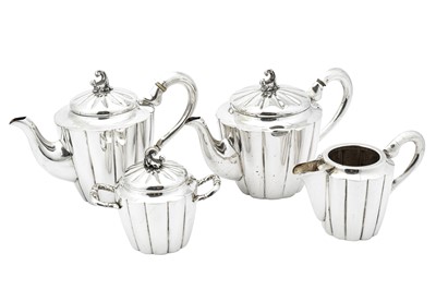 Lot 151 - An early to mid-20 century Italian 800 standard silver four-piece tea and coffee service, Pisa 1934-44, possibly maker 15