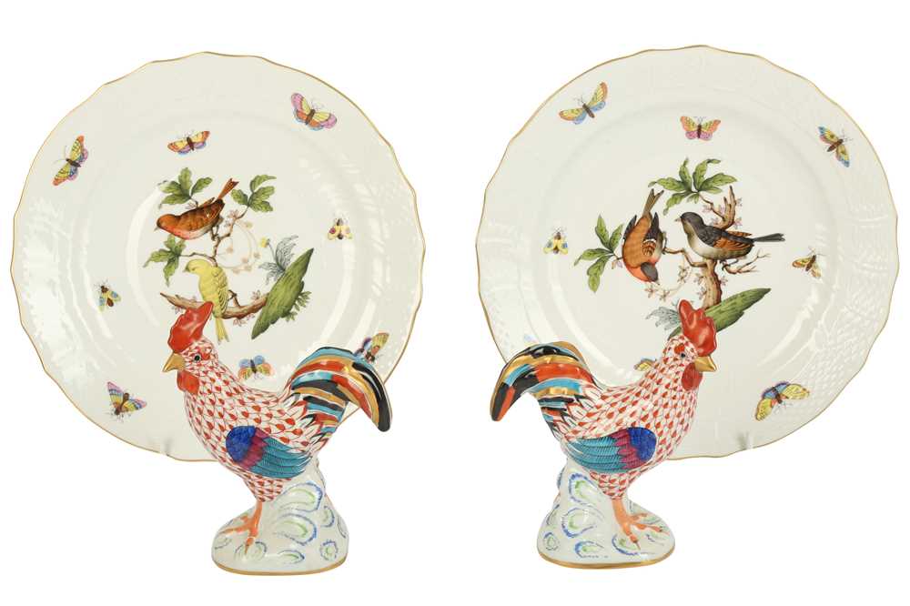 Lot 56 - Herend: A pair of Herend porcelain plates, decorated in the Rotheschild pattern