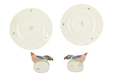 Lot 56 - Herend: A pair of Herend porcelain plates, decorated in the Rotheschild pattern
