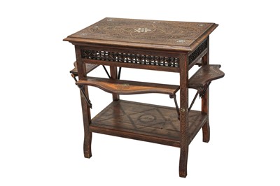 Lot 901 - λ A HARDWOOD MOTHER-OF-PEARL-INLAID WRITING DESK