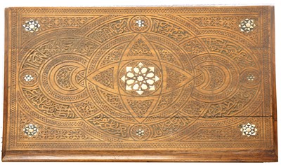 Lot 901 - λ A HARDWOOD MOTHER-OF-PEARL-INLAID WRITING DESK