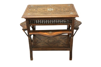 Lot 901 - λ A HARDWOOD MOTHER-OF-PEARL-INLAID WRITING DESK