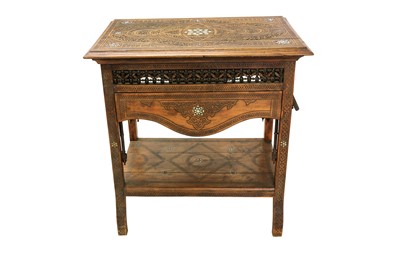 Lot 901 - λ A HARDWOOD MOTHER-OF-PEARL-INLAID WRITING DESK